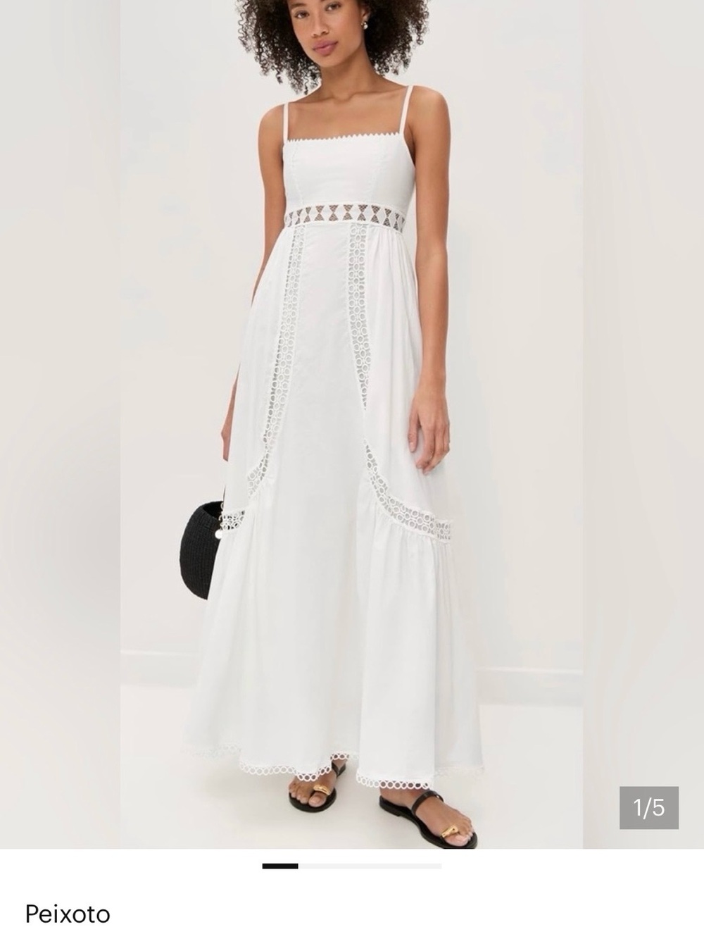 Peixoto White Lace-Panel Maxi Dress
